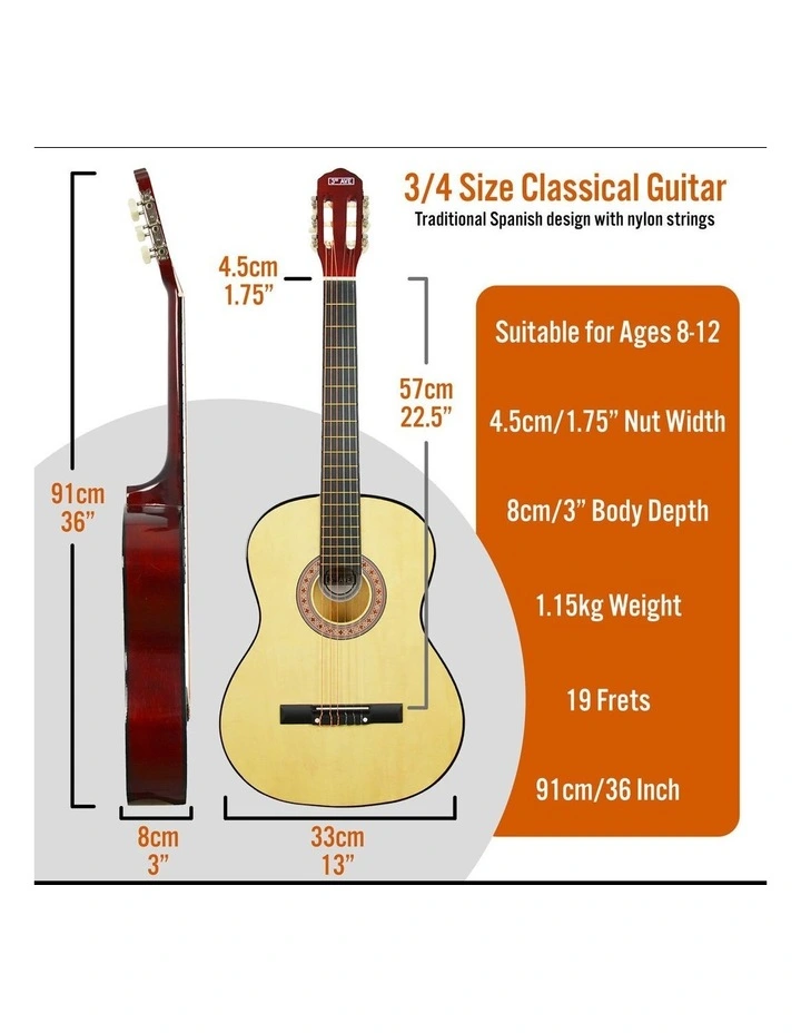 3/4 Size Classical Guitar Pack in Natural image 3