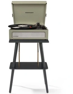 Crosley Voyager Bluetooth Portable Turntable   Entertainment Stand Bundle - Sage