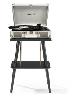 Crosley Cruiser Bluetooth Portable Turntable - White Sands   Crosley Entertainment Stand Bundle