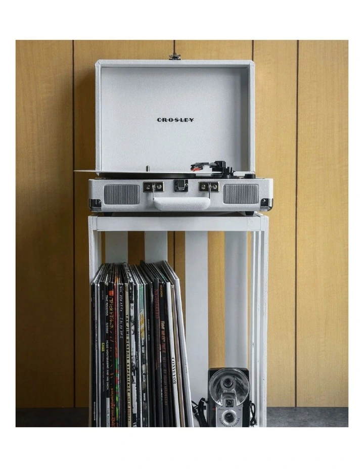 Crosley Cruiser Bluetooth Portable Turntable - White Sands   Crosley Entertainment Stand Bundle image 5