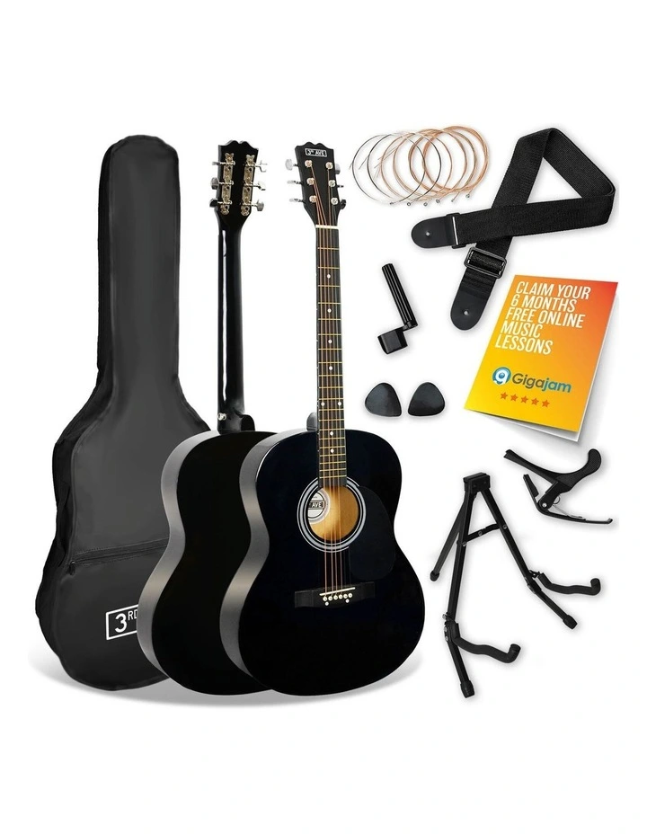 3rd Avenue Acoustic Guitar Premium Pack - Black image 1