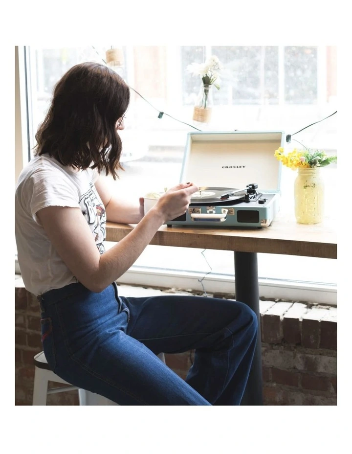Crosley Cruiser Bluetooth Portable Turntable - Turquoise Bundled Crosley Record Storage Crate image 5