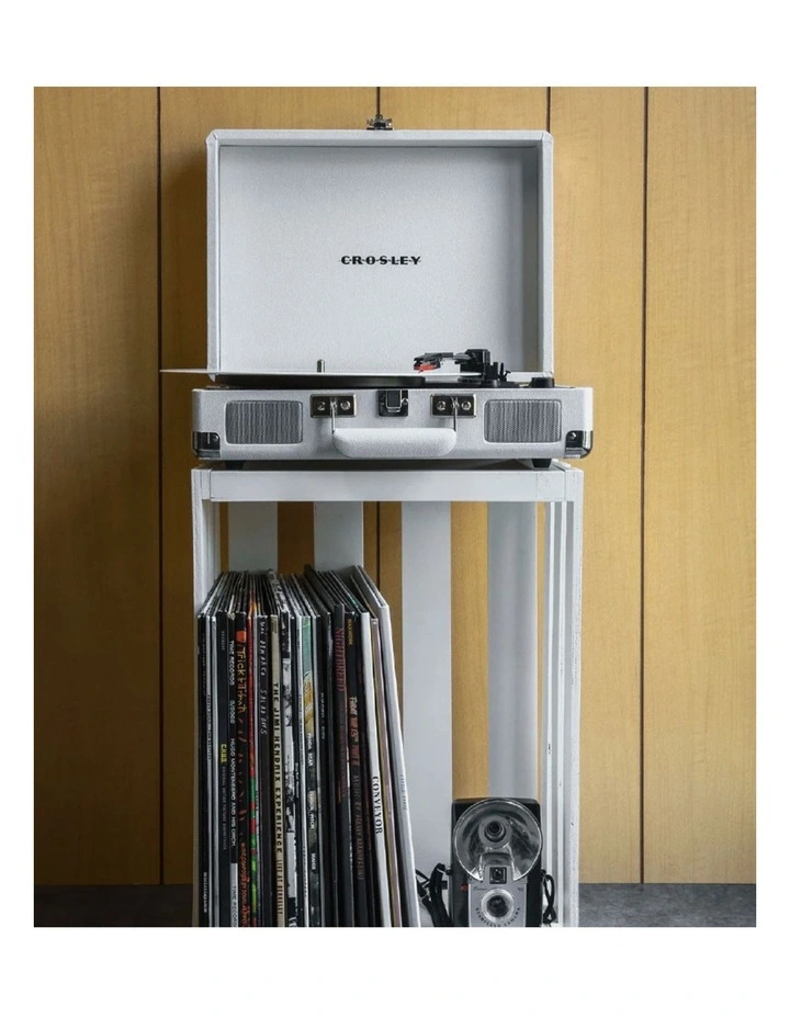 Crosley Cruiser Bluetooth Portable Turntable - White Sands Bundled Crosley Record Storage Crate image 5