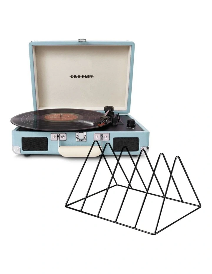 Crosley Cruiser Bluetooth Portable Turntable - Turquoise   Gadhouse Vinyl Rack Bundle - Black image 1