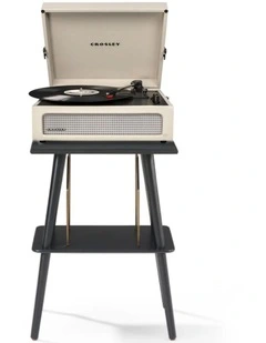 Crosley Voyager Bluetooth Portable Turntable   Entertainment Stand Bundle - Dune