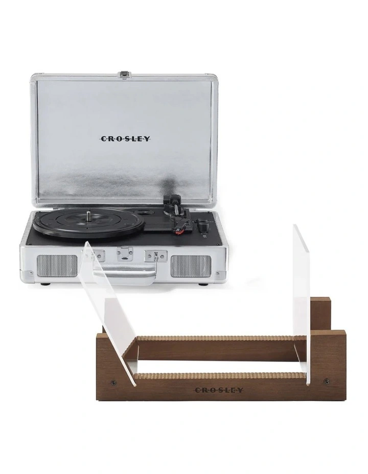 Crosley Cruiser Bluetooth Portable Turntable - Silver Bundled Crosley Record Storage Display Stand image 1