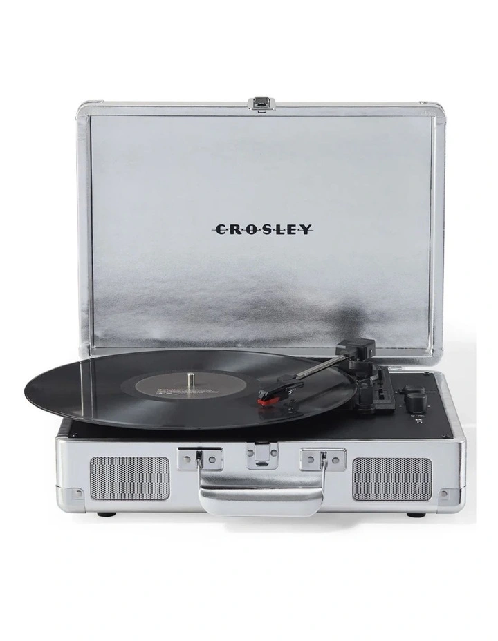 Crosley Cruiser Bluetooth Portable Turntable - Silver Bundled Crosley Record Storage Display Stand image 3