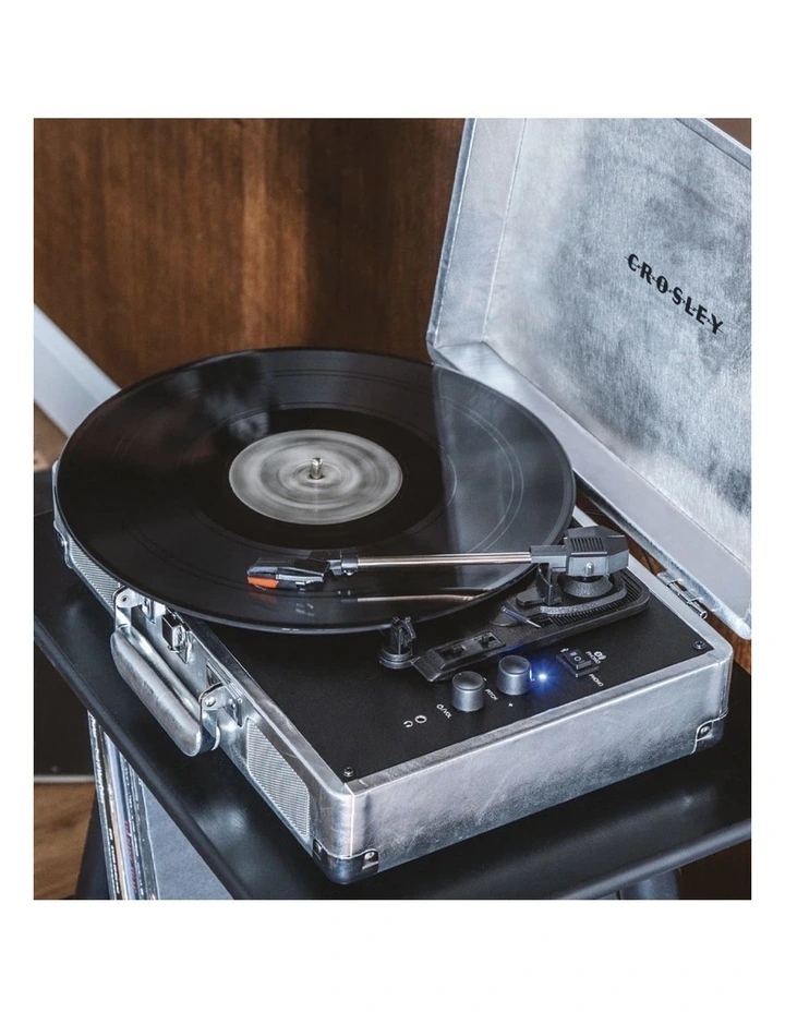 Crosley Cruiser Bluetooth Portable Turntable - Silver Bundled Crosley Record Storage Display Stand image 5
