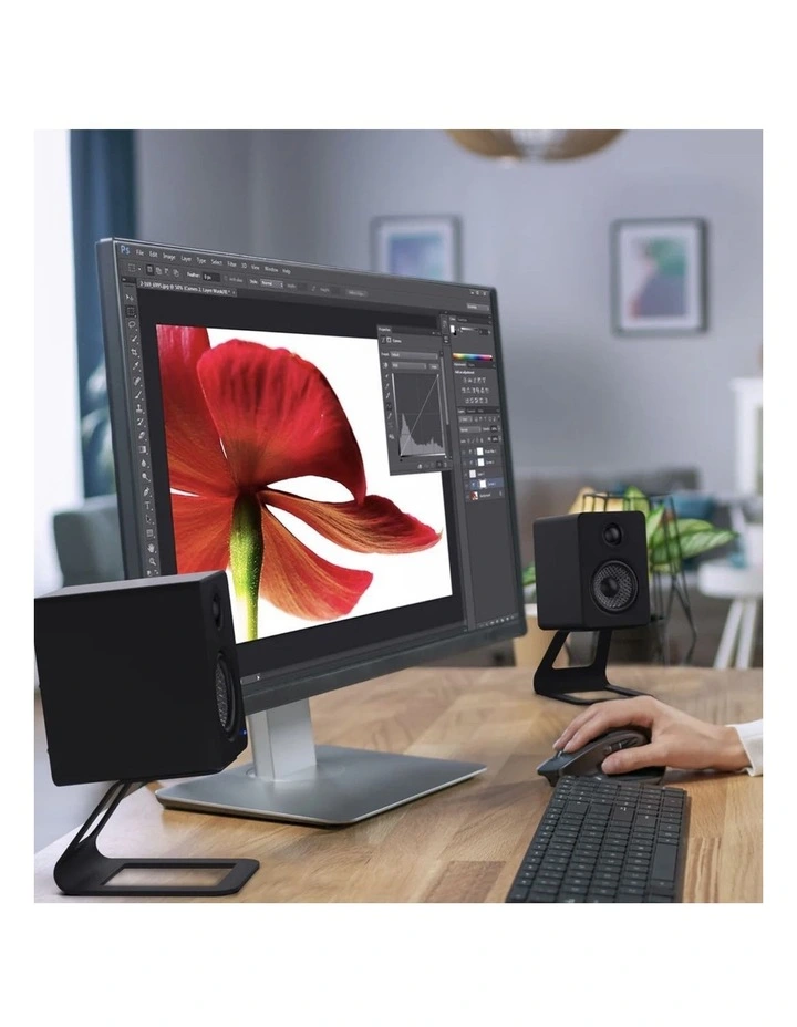 Kanto SE2 Elevated Desktop Speaker Stands for Small Speakers - Pair, Black image 2