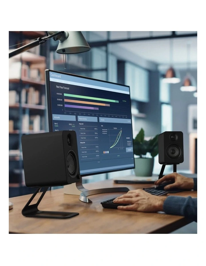 Kanto SE4 Elevated Desktop Speaker Stands for Midsize Speakers - Pair, Black image 2