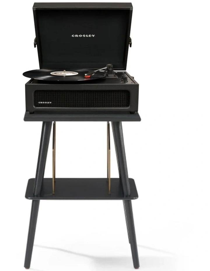 Crosley Voyager Bluetooth Portable Turntable Entertainment Stand Bundle - Black image 1