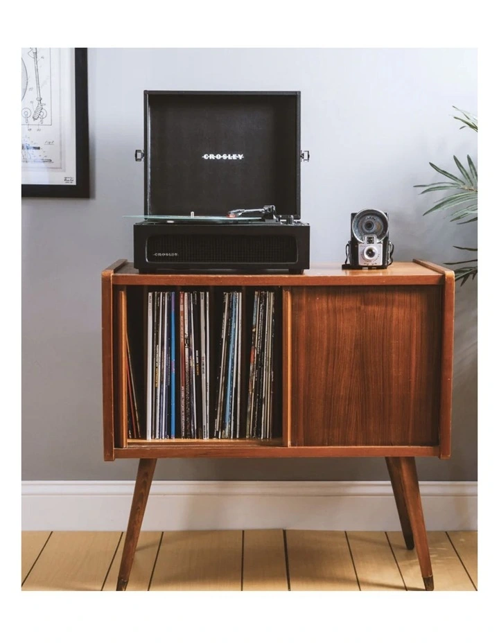 Crosley Voyager Bluetooth Portable Turntable Entertainment Stand Bundle - Black image 5