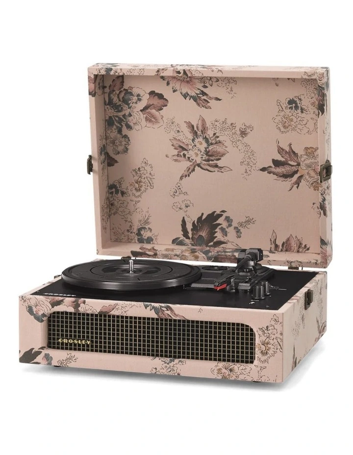 Crosley Voyager Bluetooth Portable Turntable - Floral Bundled Crosley Record Storage Display Stand image 3