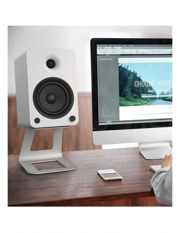 Kanto SE6W Elevated Desktop Speaker Stands for Large Speakers - Pair, White image 2