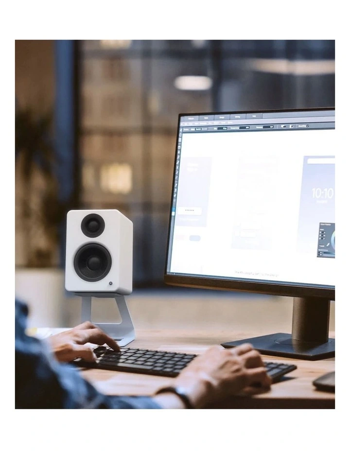 Kanto SE2W Elevated Desktop Speaker Stands for Small Speakers - Pair, White image 2