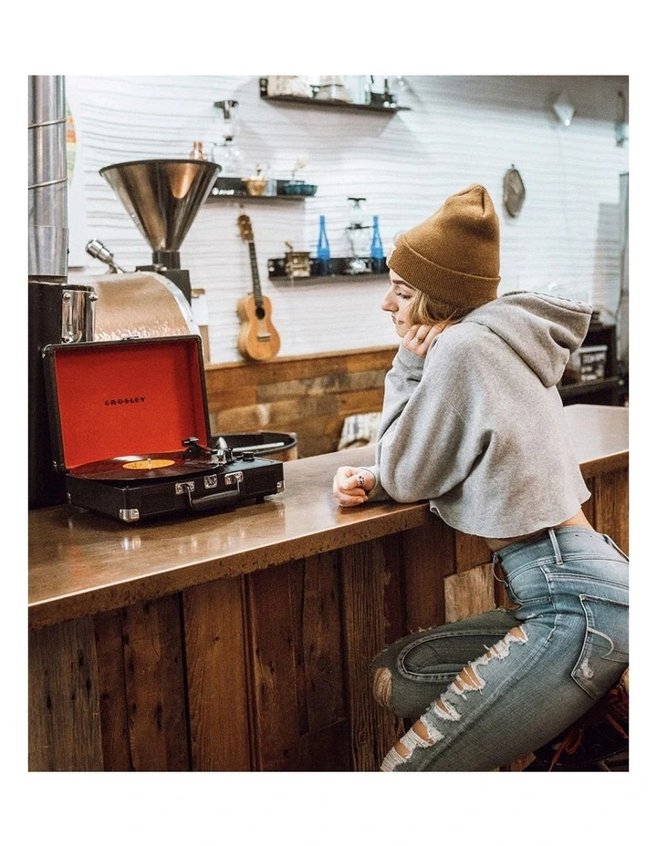 Crosley Cruiser Bluetooth Portable Turntable - Black   Bundled Crosley Record Storage Display Stand image 5