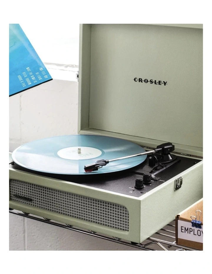 Crosley Voyager Bluetooth Portable Turntable - Sage Bundled Crosley Record Storage Display Stand image 5