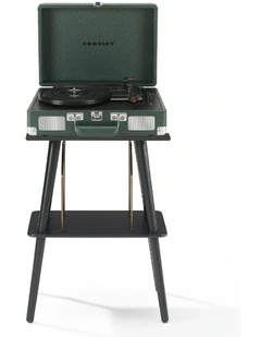 Crosley Cruiser Bluetooth Portable Turntable - Emerald Green   Crosley Entertainment Stand Bundle