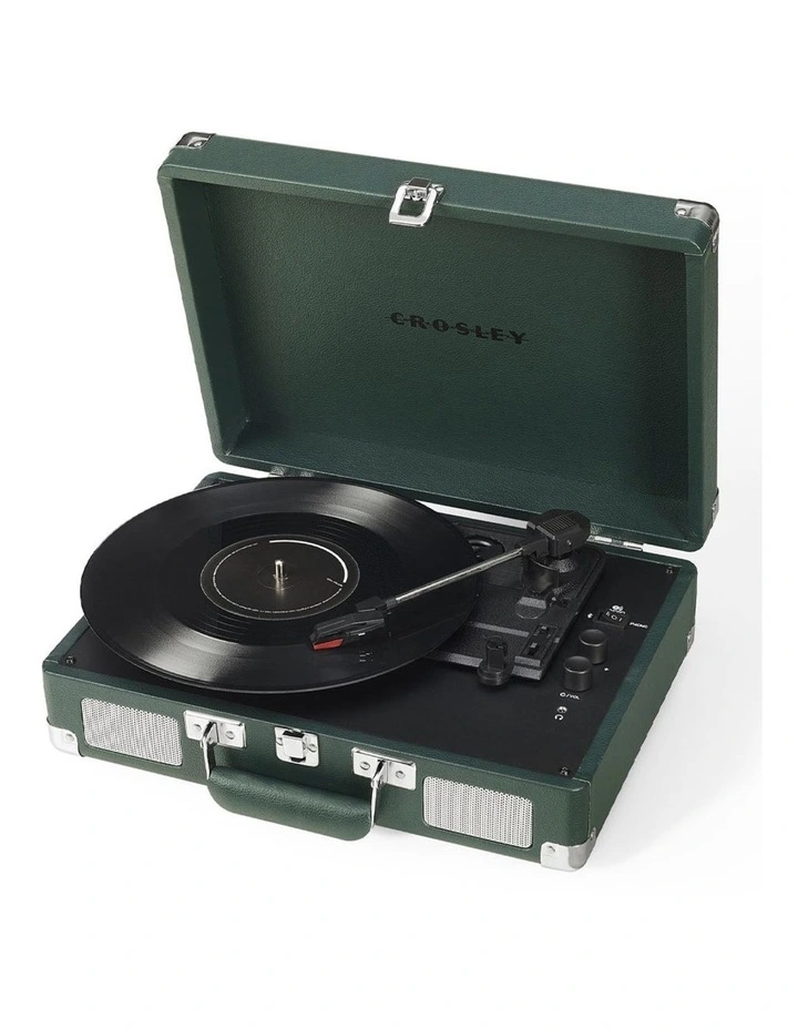 Crosley Cruiser Bluetooth Portable Turntable - Emerald Green Crosley Entertainment Stand Bundle image 3