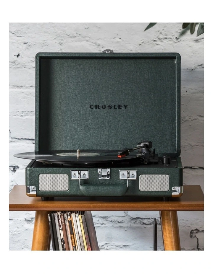 Crosley Cruiser Bluetooth Portable Turntable - Emerald Green Crosley Entertainment Stand Bundle image 5