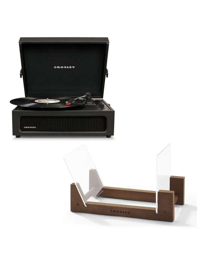Crosley Voyager Bluetooth Portable Turntable - Black Bundled Crosley Record Storage Display Stand image 1