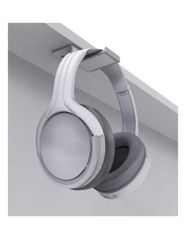Kanto HHW Universal Under Desk Headphone Hook, White image 2