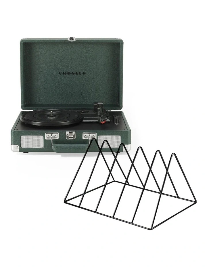 Crosley Cruiser Bluetooth Portable Turntable - Emerald Green   Gadhouse Vinyl Rack Bundle - Black image 1