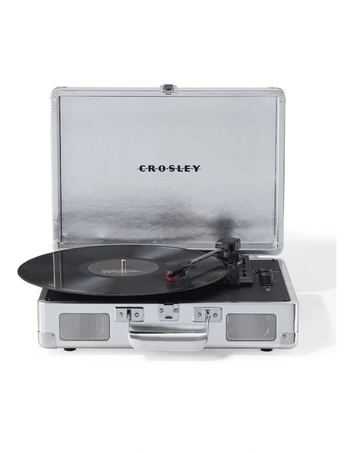 Crosley Cruiser Bluetooth Portable Turntable - Silver   Crosley Entertainment Stand Bundle image 3