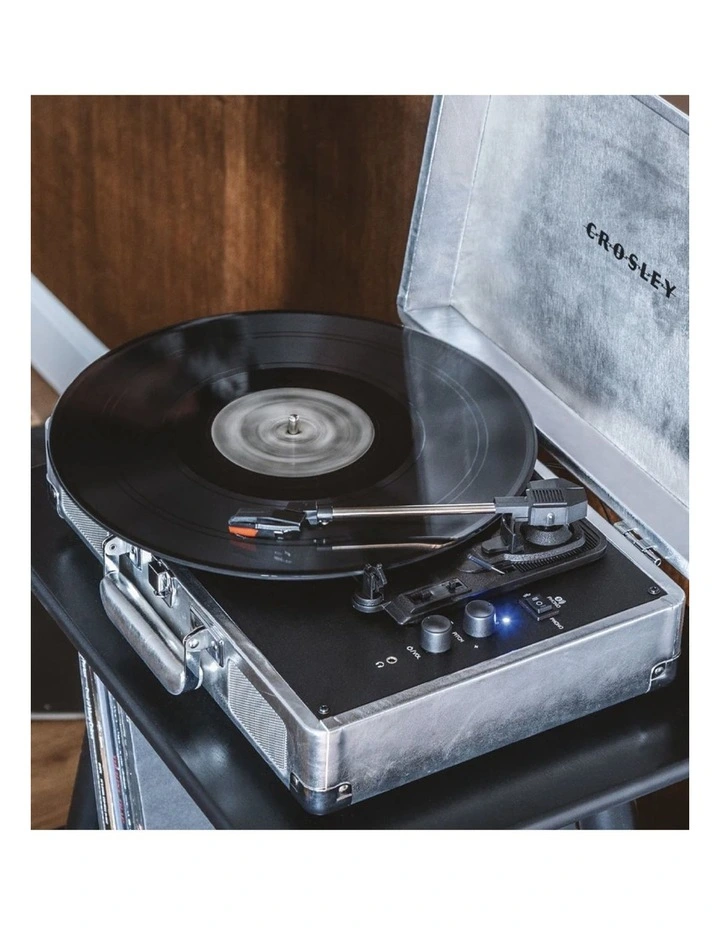 Crosley Cruiser Bluetooth Portable Turntable - Silver   Crosley Entertainment Stand Bundle image 5