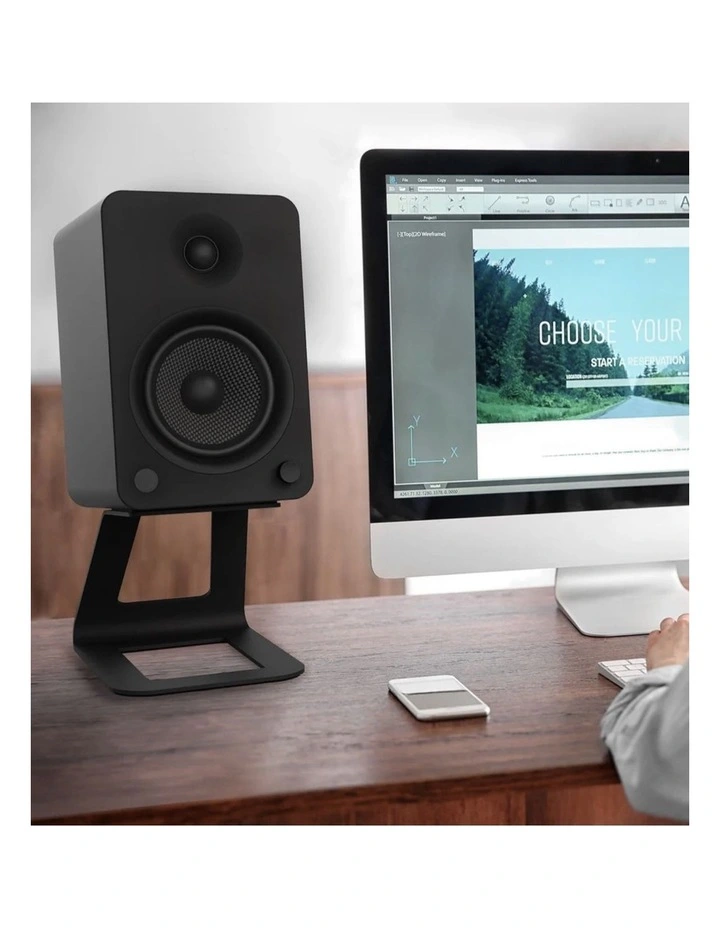 Kanto SE6 Elevated Desktop Speaker Stands for Large Speakers - Pair, Black image 2
