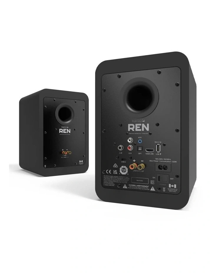 Kanto REN 200W Powered Bookshelf Speakers - Matte Black image 3