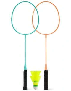 ADULT LEISURE BADMINTON RACKET SET Discover set BR100 Ad Turquoise Orange
