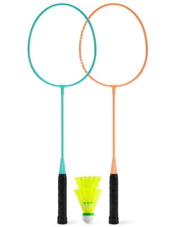 ADULT LEISURE BADMINTON RACKET SET Discover set BR100 Ad Turquoise Orange image 1