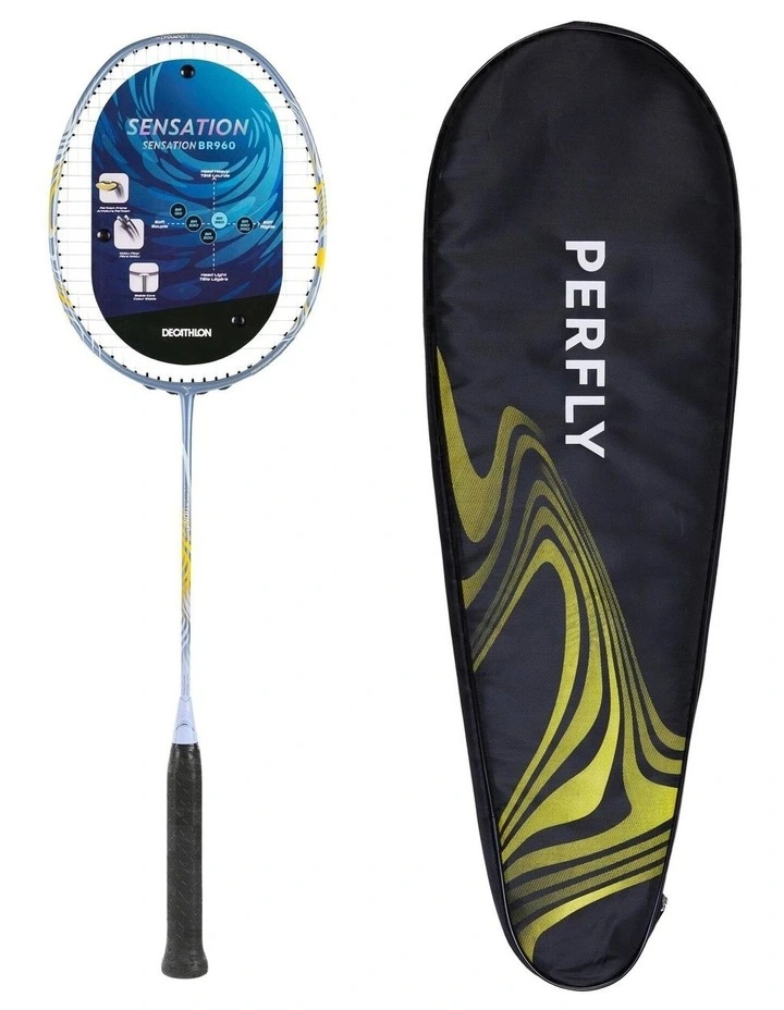 Decathlon | Badminton adult racket br sensation 960 blue yellow image 1