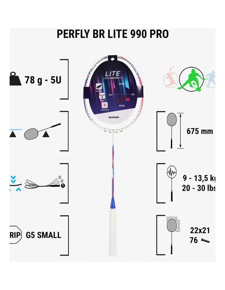 Decathlon | BADMINTON ADULT RACKET BR LITE 990 PRO MAGENTA image 2