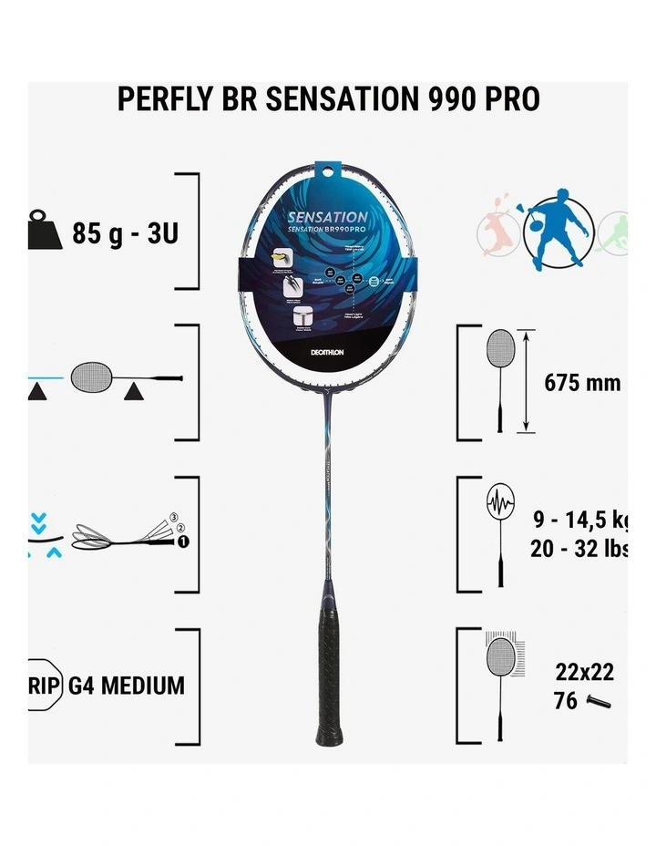 Decathlon | Badminton adult racket br sensation 990 pro navy image 2