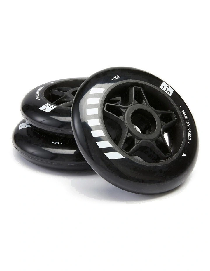 Decathlon | 110 mm / 86A Inline Fitness Skate Wheels 3-Pack - Black image 1
