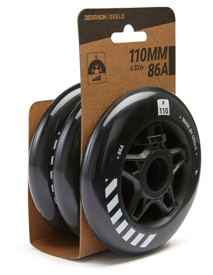 Decathlon | 110 mm / 86A Inline Fitness Skate Wheels 3-Pack - Black image 5