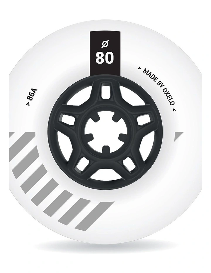 Decathlon | 80 mm 86A Freeride Inline Skating Wheels 4-Pack - White image 3