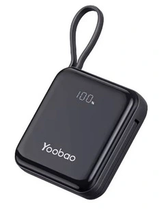 Yoobao LK10 10000mAh Power Bank with Built-in Lightning and USB-C Cables - Black