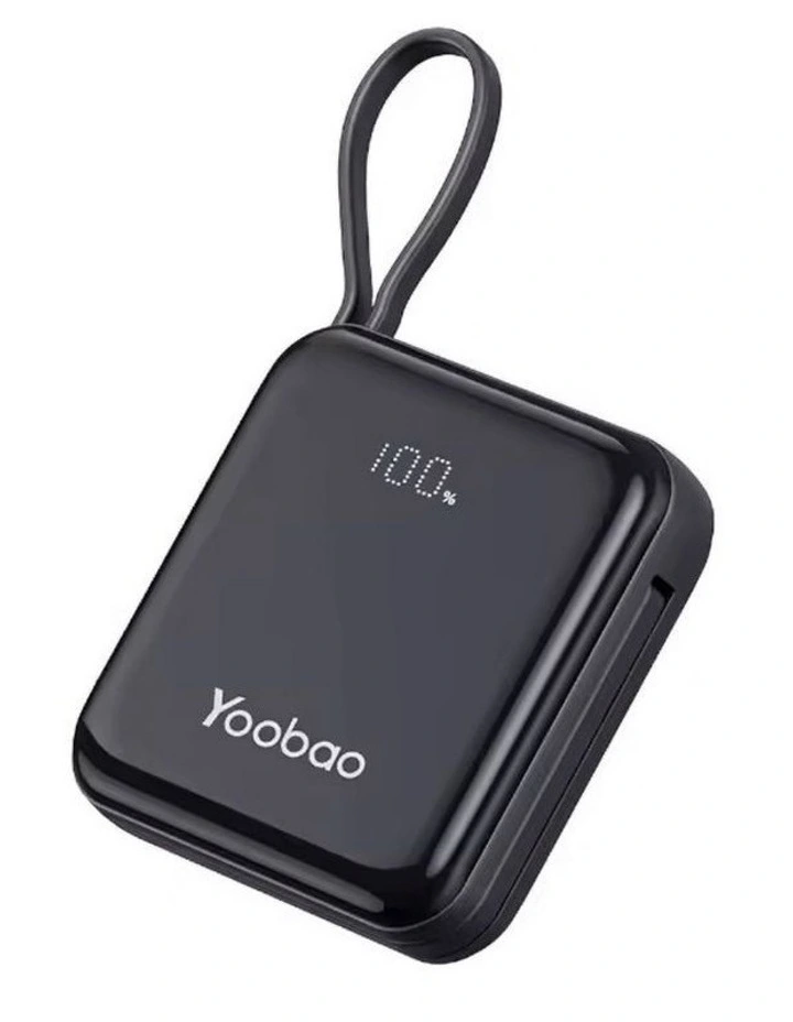 Yoobao LK10 10000mAh Power Bank with Built-in Lightning and USB-C Cables - Black image 1