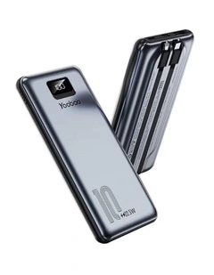 Yoobao LC2 Power Bank 10000mAh with Built-in Lightning and USB-C Cables - Dark Grey
