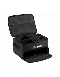 Everfit Golf Trunk Organizer for Car, 2-Tier Golf Storage Bag with Ventilated Shoe Compartment Black
