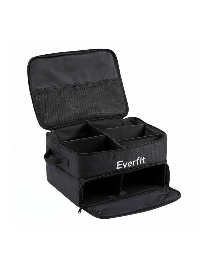 Everfit Golf Trunk Organizer for Car, 2-Tier Golf Storage Bag with Ventilated Shoe Compartment Black image 1