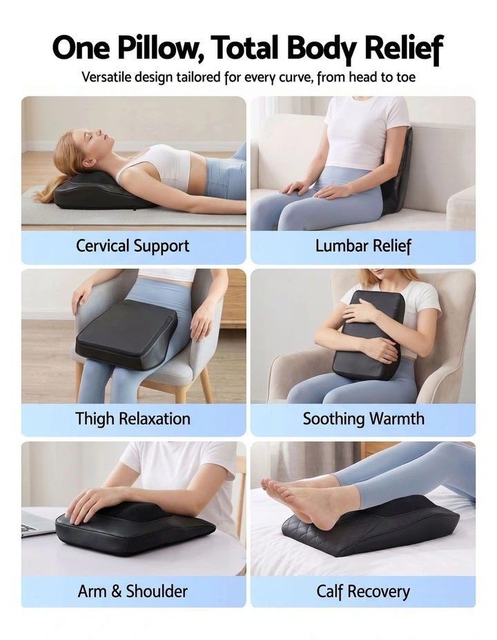 Livemor Heated Traction Massage Pillow 2 Heat Levels 6 Modes Ergonomic Backrest Large image 5