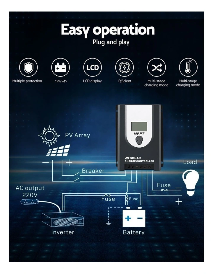 Giantz 50A MPPT Solar Charge Controller Auto 12V/24V Battery Regulator Bluetooth image 6