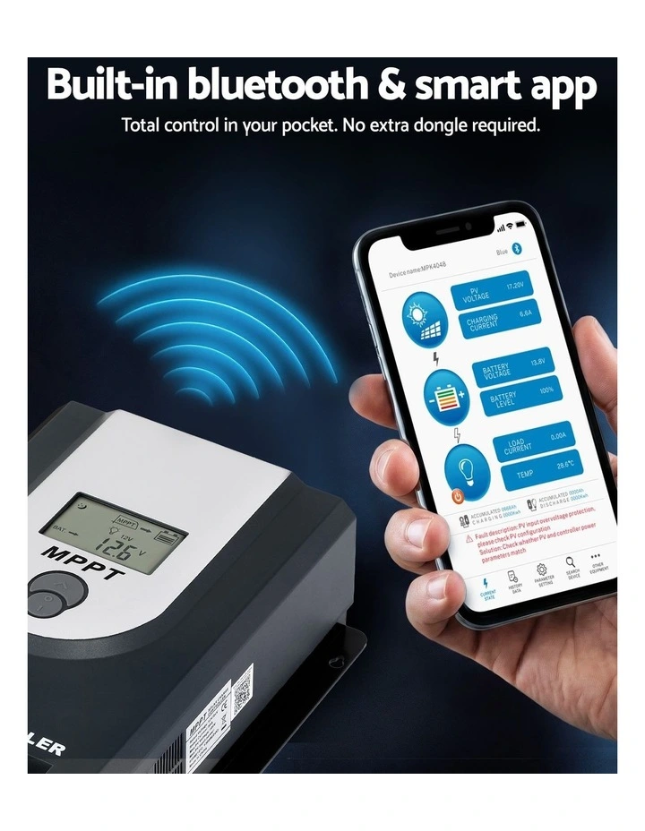 Giantz 50A MPPT Solar Charge Controller Auto 12V/24V Battery Regulator Bluetooth image 7