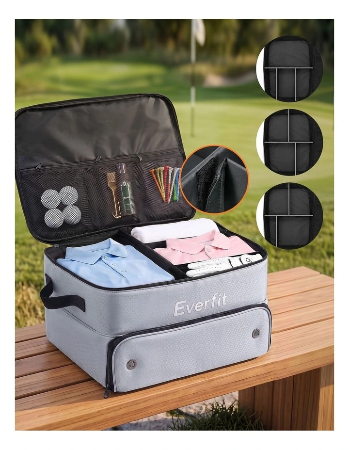 Everfit Golf Trunk Organizer for Car, 2-Tier Golf Storage Bag with Ventilated Shoe Compartment Grey image 4