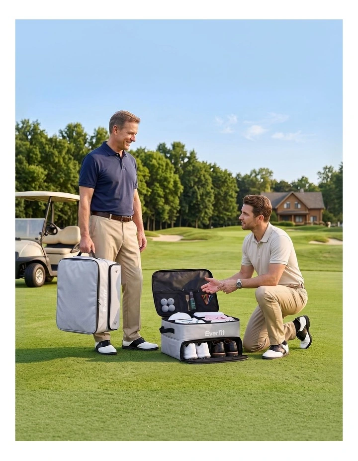 Everfit Golf Trunk Organizer for Car, 2-Tier Golf Storage Bag with Ventilated Shoe Compartment Grey image 5