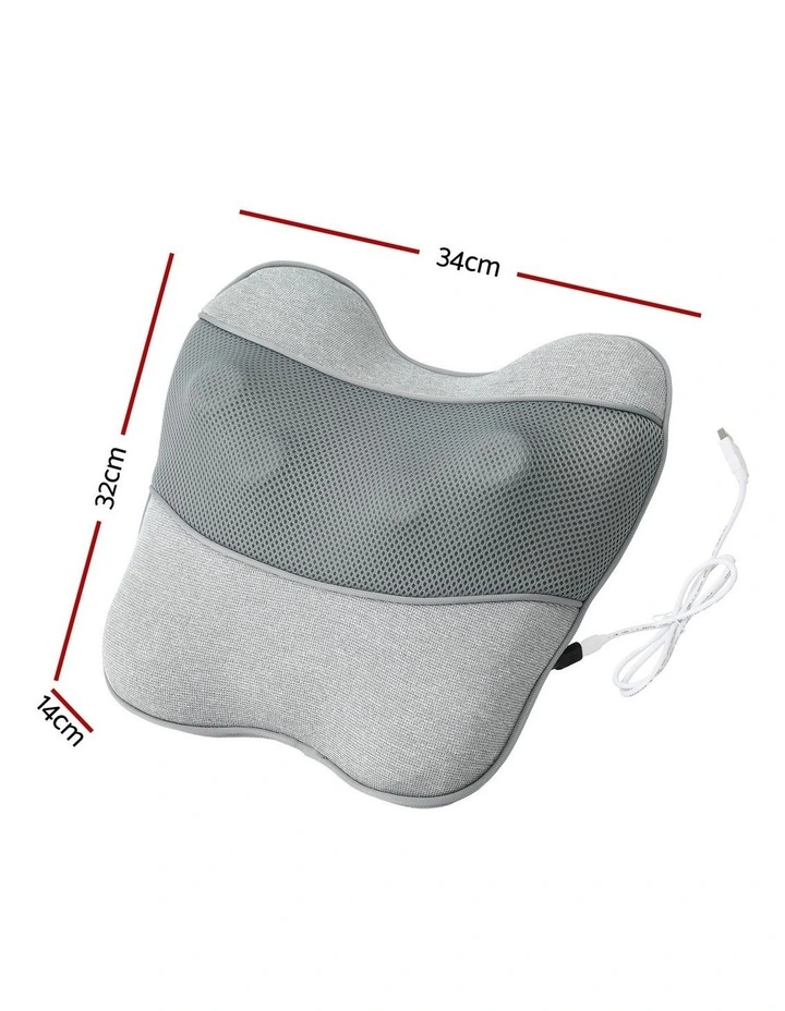 Livemor Heated Massage Pillow USB 3-Speed Lumbar Support Cushion Grey image 2